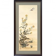 酒井抱一 「十二か月花鳥図」 十一月 芦に白鷺図 額装 : 酒井抱一 十二