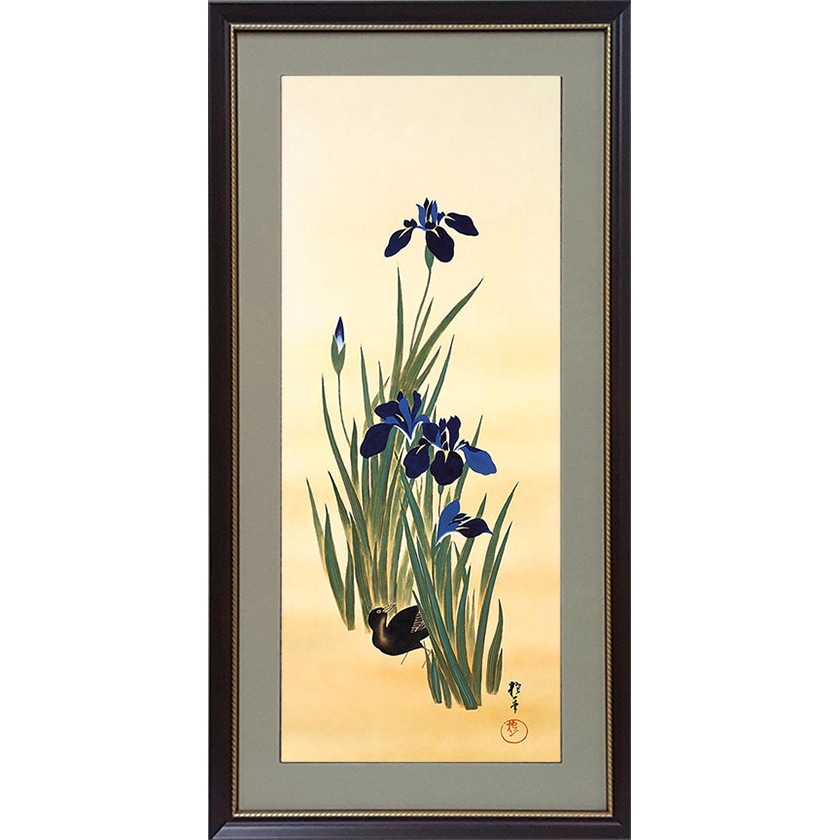 酒井抱一 「十二か月花鳥図」 五月 燕子花に鷭図 額装 : 酒井抱一 十二