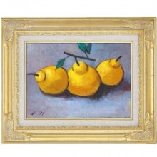 肉筆油彩画 「備前と椿」 萩原 淳 F4号 美術品 油絵 インテリア 額縁