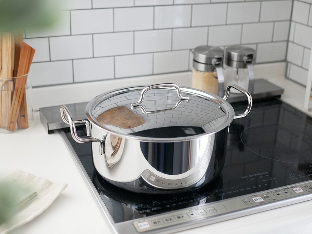 geo product/ジオプロダクト】15年保証の日本製フタ付き鍋 両手鍋25cm