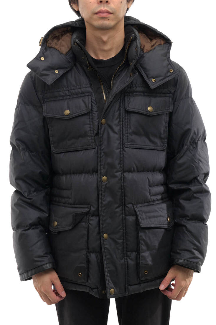 COACH / コーチ フード付き リブ ブラック 黒 ダウンジャケット メンズ