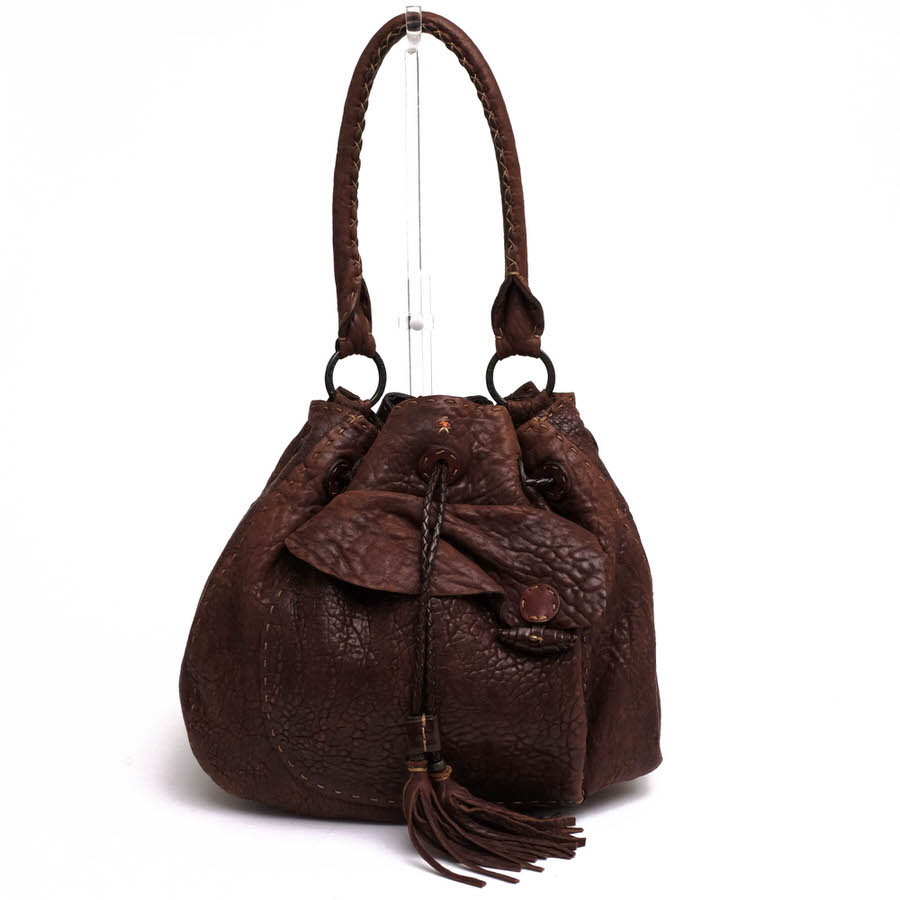 HENRY BEGUELIN / エンリーベグリン オミノ刺繍 牛革 フリンジ 肩掛け