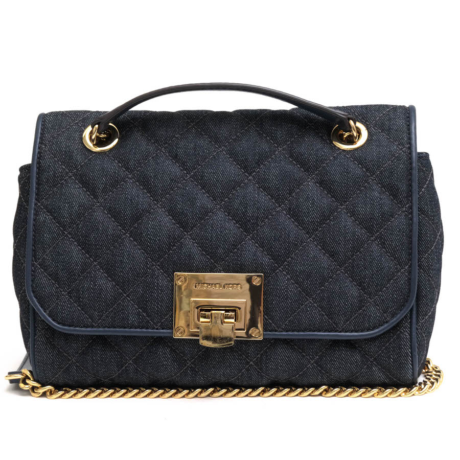 Michael Kors 35S7GVAF2C VIVIANNE MD quilted Denim Shoulder Flap