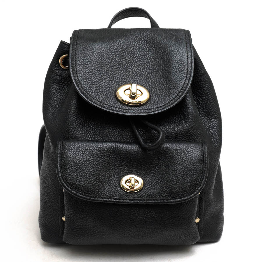 COACH 37581 Mini Turnlock Rucksack In Polished Pebble Leather ミニ