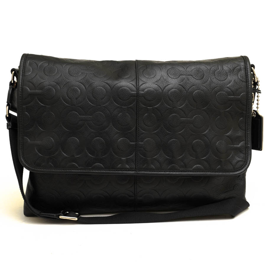 COACH 70250 Op Art Embossed Leather Slim Messenger オプアート