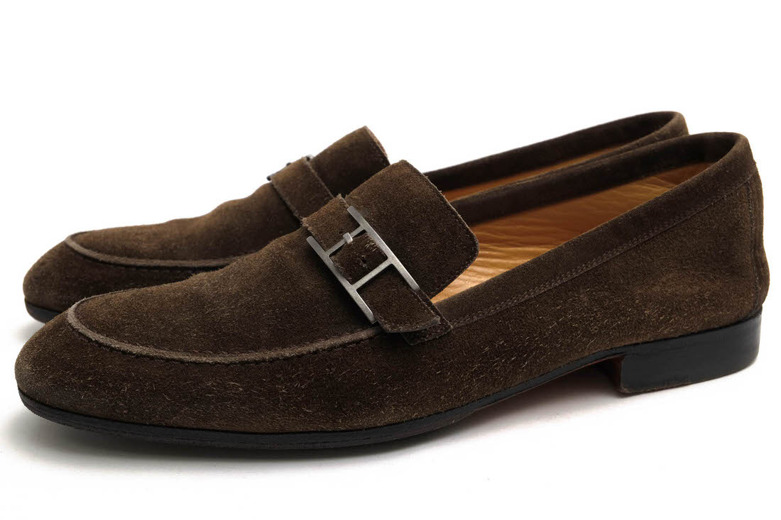 HERMES / エルメス 牛革 スリッポン マッケイ製法 ダークブラウン