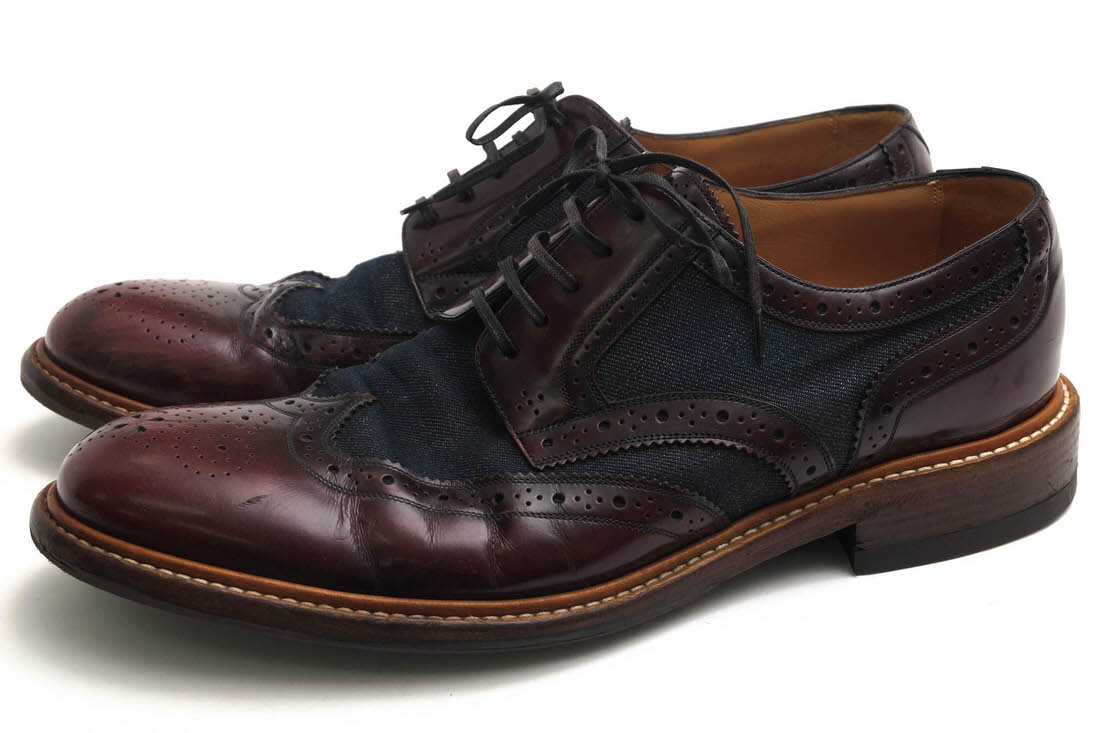 Louis Vuitton MT0186 / ヴィトン 牛革 ウイングチップ デニム レザー