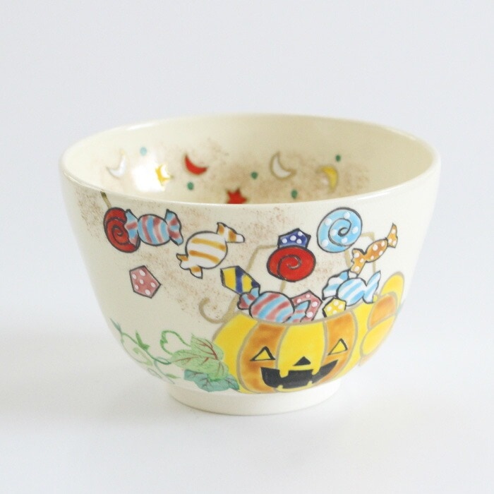 茶道具 抹茶茶碗 加藤永山 色絵 パンプキンキャンディーBOX