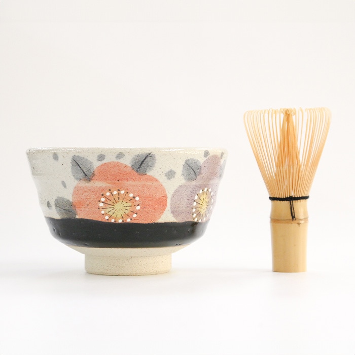 茶道具 抹茶茶碗 瀬戸焼 赤椿一珍抹茶碗（F-1548）