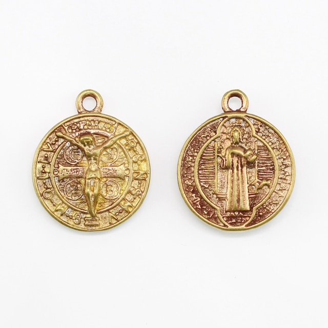 2210552BRC 真鍮製チャーム メダイ キリスト 生地 18.0×15.0×3.0mm 4ヶ