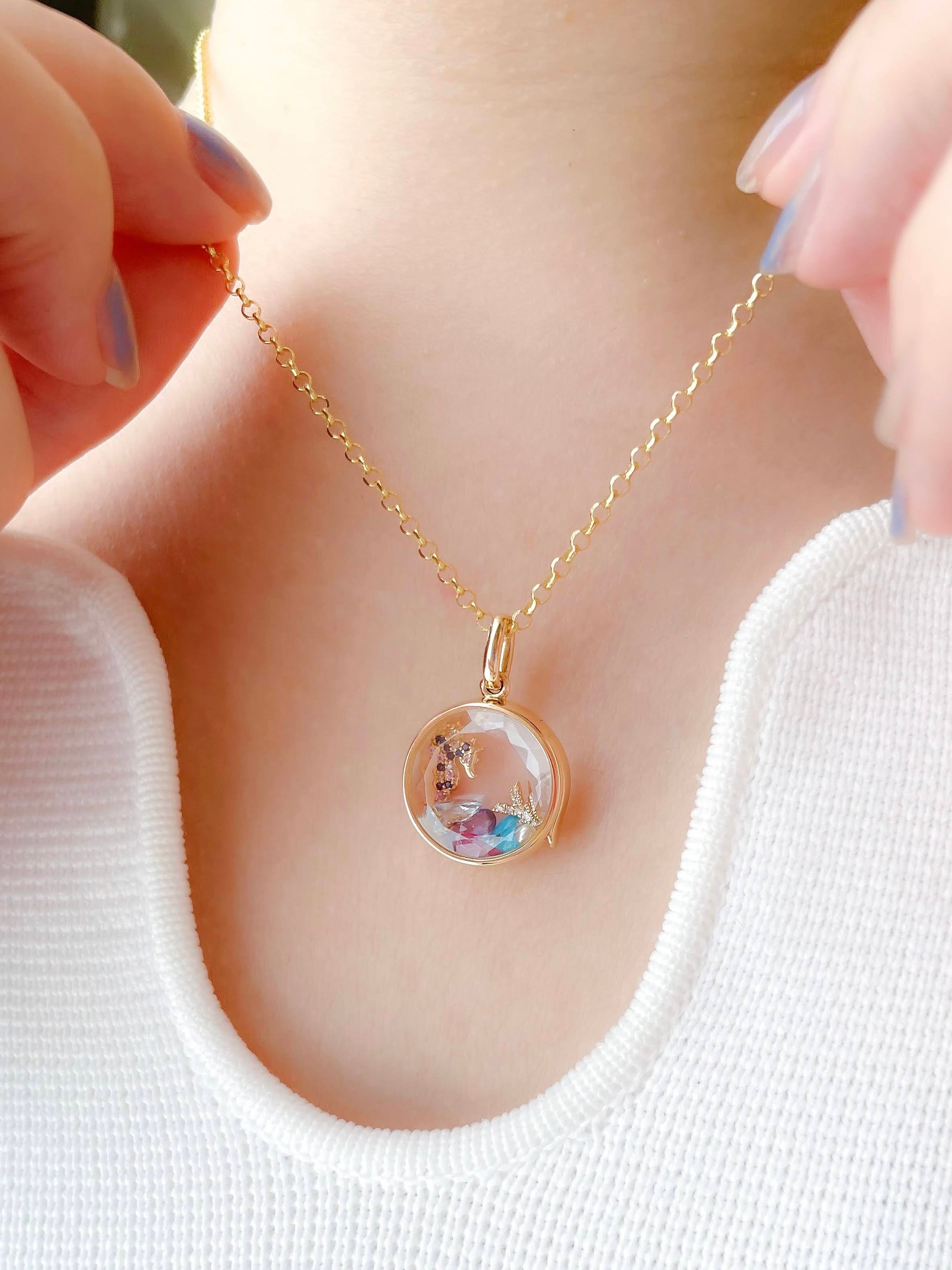 ペンダントトップ ラウンド型M (ファセットカット有)（ネックレス