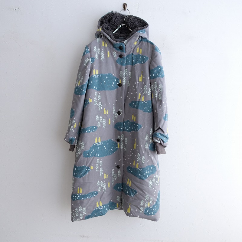 美品】ミナペルホネン mina perhonen forest village フード付きダウン