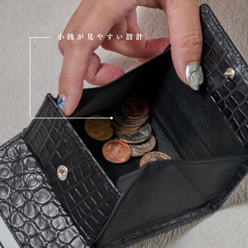 Tou-澄-（二つ折り財布） マットクロコダイル/潤銀（シルバー） 日本製