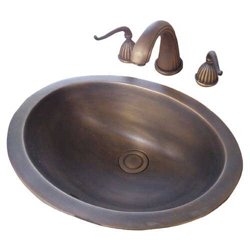 洗面ボウル アンティーク レトロ 埋込 ブロンズ 銅色 オーバーフロー