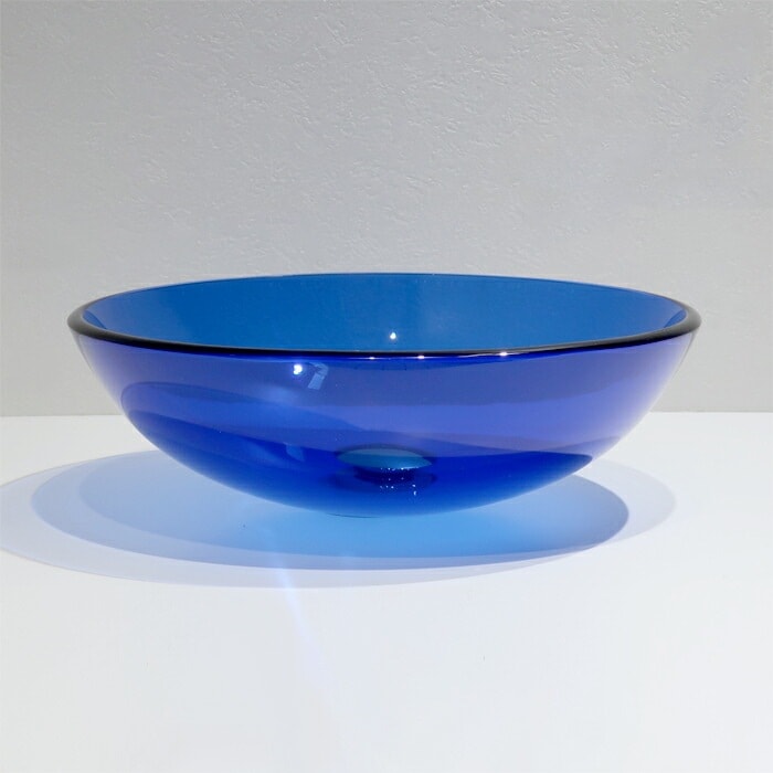 洗面ボウル ガラス 丸型 置き型(オンカウンターシンク) 青・ブルー