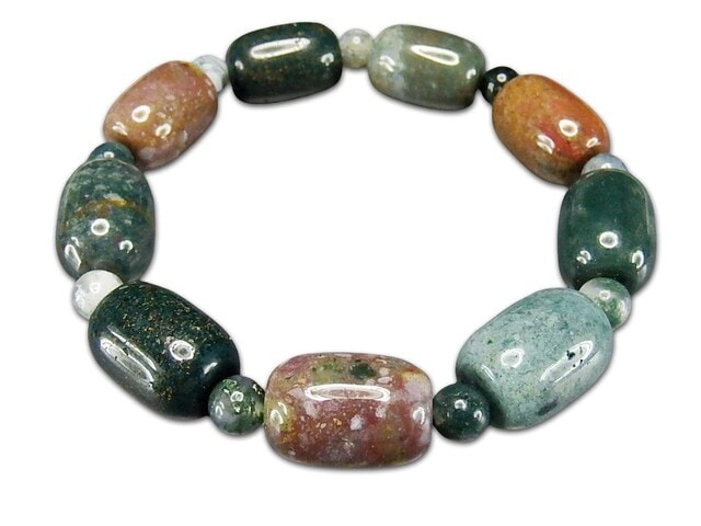 多色モスアゲート円柱形デザインブレスレット天然石自然の景色 | 石