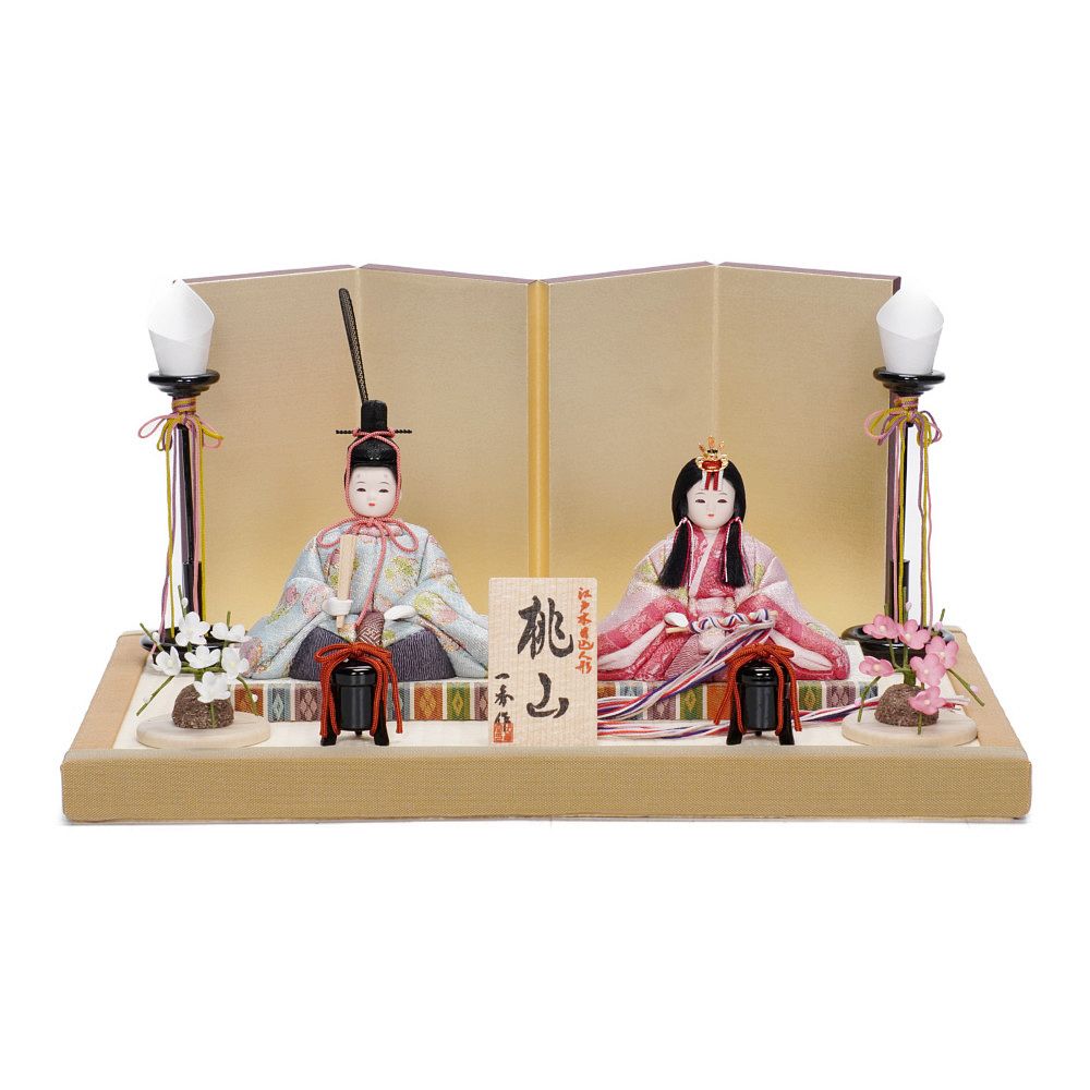 木目込み雛人形】桃山雛(水色・ピンク) 親王飾り | 木村一秀作