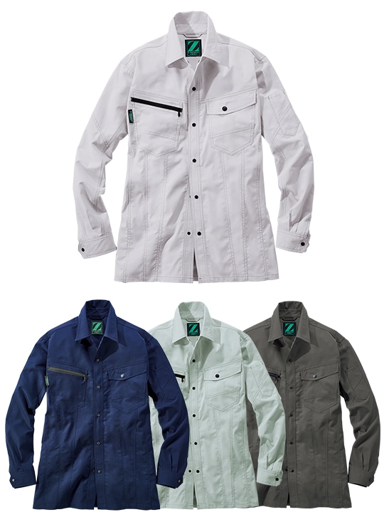 Z-DRAGON】76804 エコ製品制電ストレッチ長袖シャツ[通年]※SLIM FIT