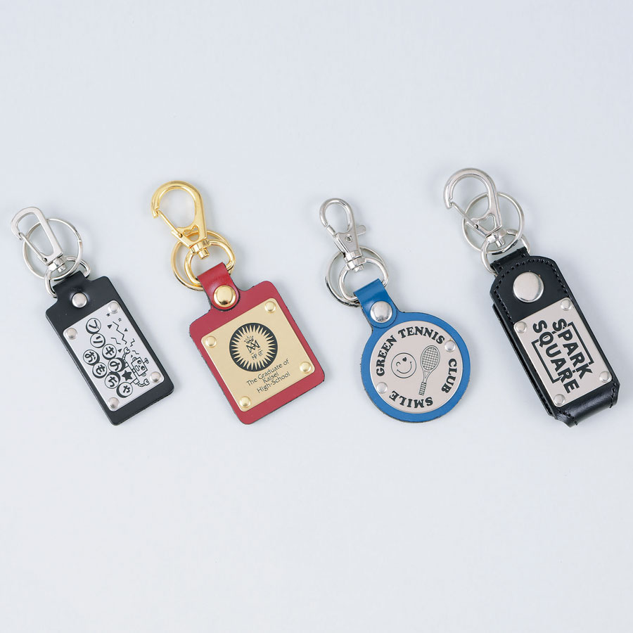 キーホルダー 革製Aパターン-真鍮プレート付（100個作成時の参考価格