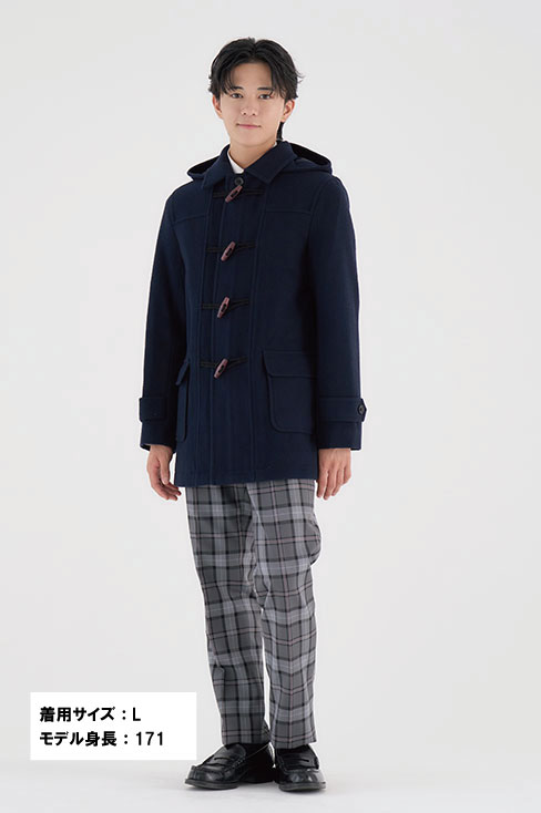 ショート丈ダッフルコート（男女兼用）のネイビーは制服通販のカンコー