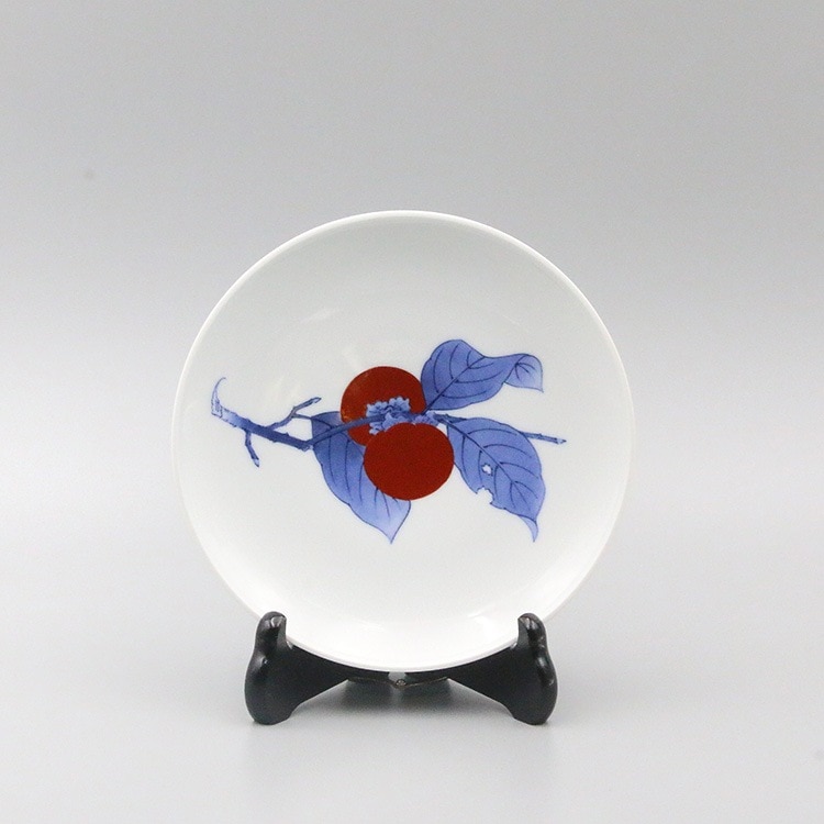 額皿 6寸縁立 染錦柿文 | 額皿 | 柿右衛門窯公式オンラインショップ