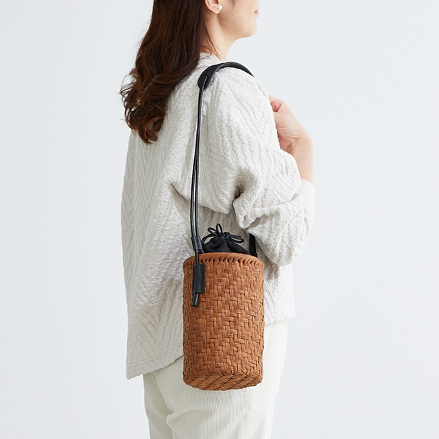 mar works×かごややまぶどうショルダーバッグ(二番皮/網代編み/円筒型