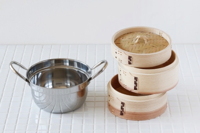 かごや 竹 中華せいろ 27cm 鍋付きセット（ガス・IH対応） 竹 中華せいろ 30cm 鍋セット[ガス・IH対応鍋 本体2 ふた1] | せいろ