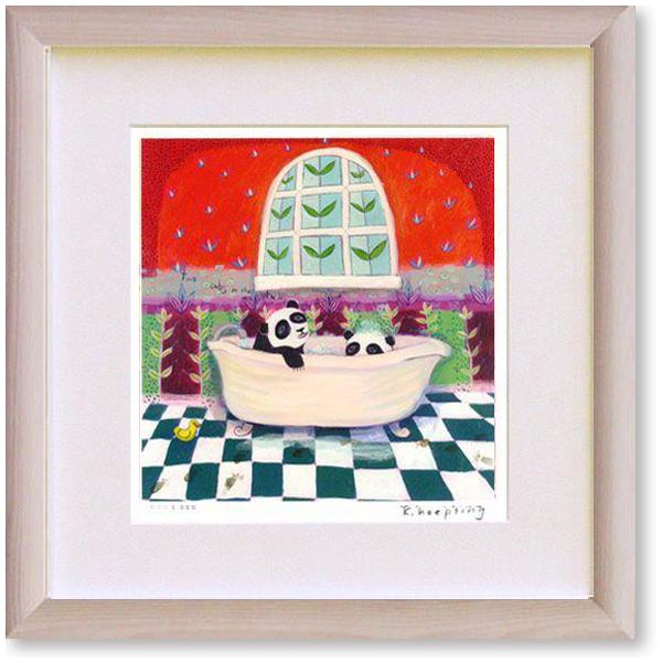 絵画 カレンホイプティング・ ベビーパンダのバスタイム 版画 現代