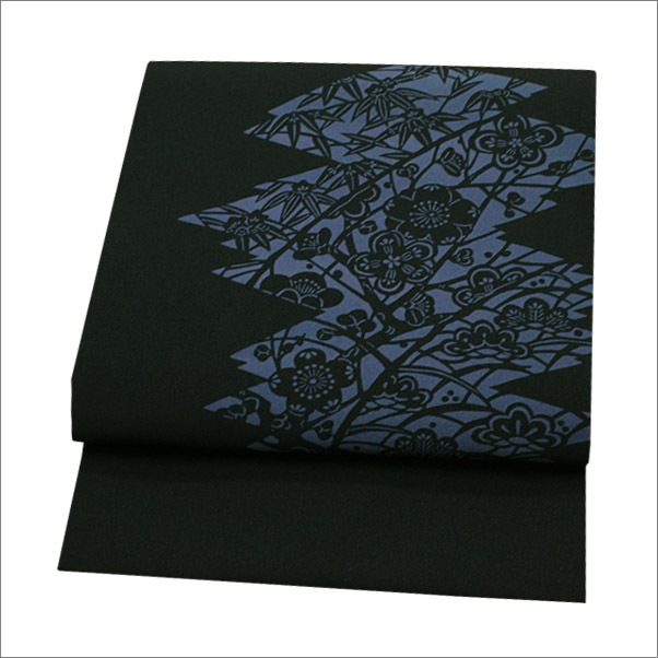 名古屋帯 黒色地に松竹梅柄 仕立て上がり | 着物通販店 枠