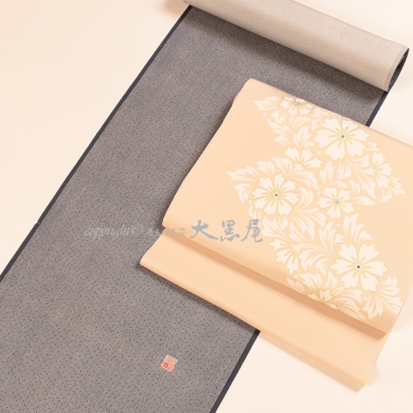 浅野栄一】江戸小紋 （藍鼠地・木賊縞） 袷又はコート・羽織仕立上税込