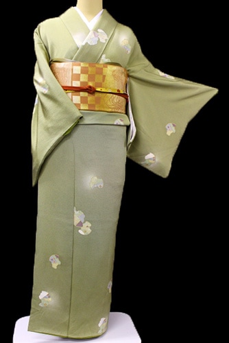 正絹小紋レンタルフルセット「楕円に花の飛び柄に蛍ぼかし」 | すべて