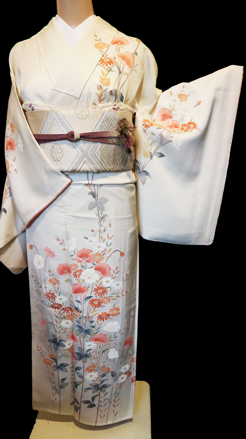 正絹訪問着レンタルフルセット｢手描友禅 草花｣ | レンタル着物,訪問着