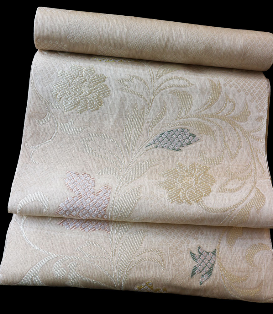 西陣織弥栄織物謹製 九寸名古屋帯「横段ボカシに唐花」 | 販売着物商品