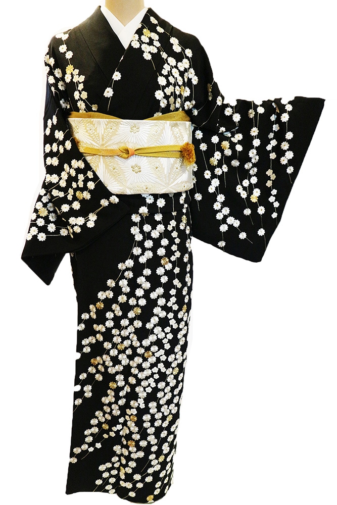 正絹訪問着 レンタルフルセット「総柄刺繍 梅菊」 | レンタル着物,訪問