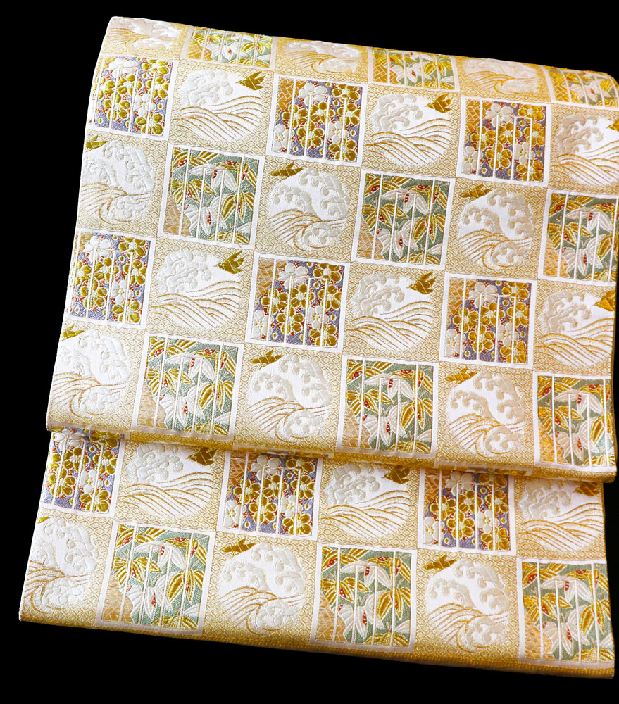 老舗ふくい織物謹製袋帯「織匠11代目篠屋宗兵衛 極細二千七百織 市松に