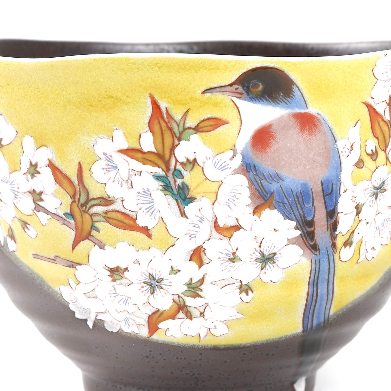 九谷焼】茶漬碗・吉田屋山桜に鳥【九谷白雅】｜創亭やぶきたオンライン