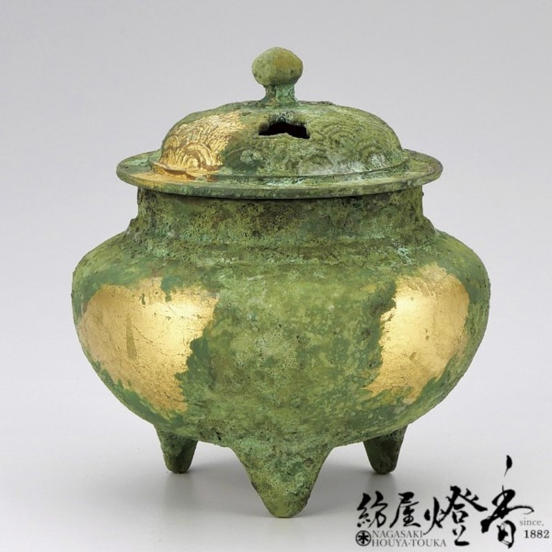 香炉/香器『高岡銅器【波千鳥香炉/本金青銅色】銅製[空焚き用]』竹中