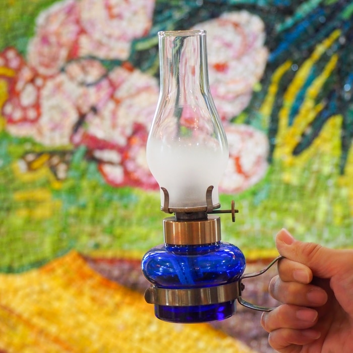 ☆2分手燭灯 イモホヤスリ ルリ壷 | 北一硝子 まごころお届け便