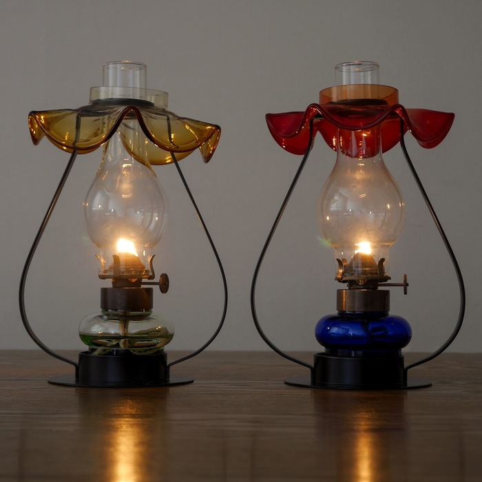 2分笠付き置きランプ 赤 | 北一硝子 まごころお届け便