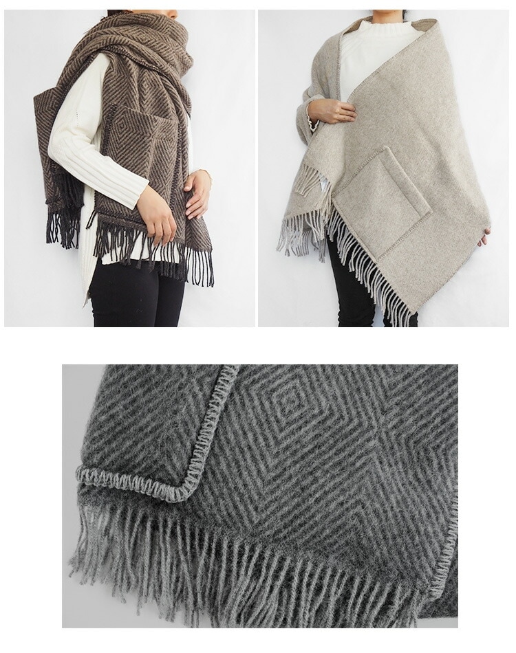 ラプアンカンクリ ポケット ショール ストール ポケット付き