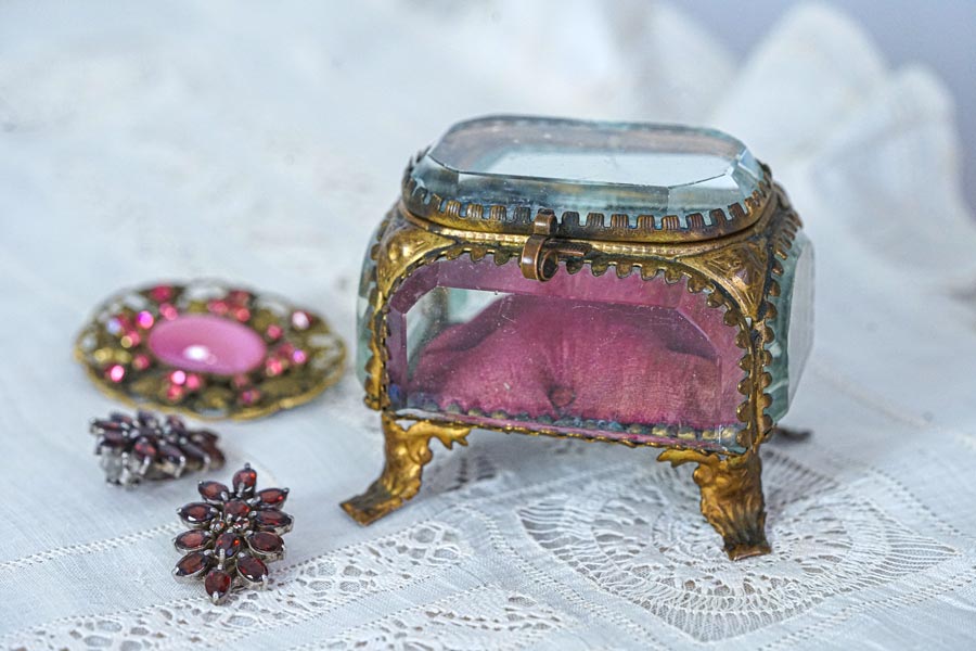 フランスアンティークガラスのジュエリーケース19C後期頃 ga-997の通販