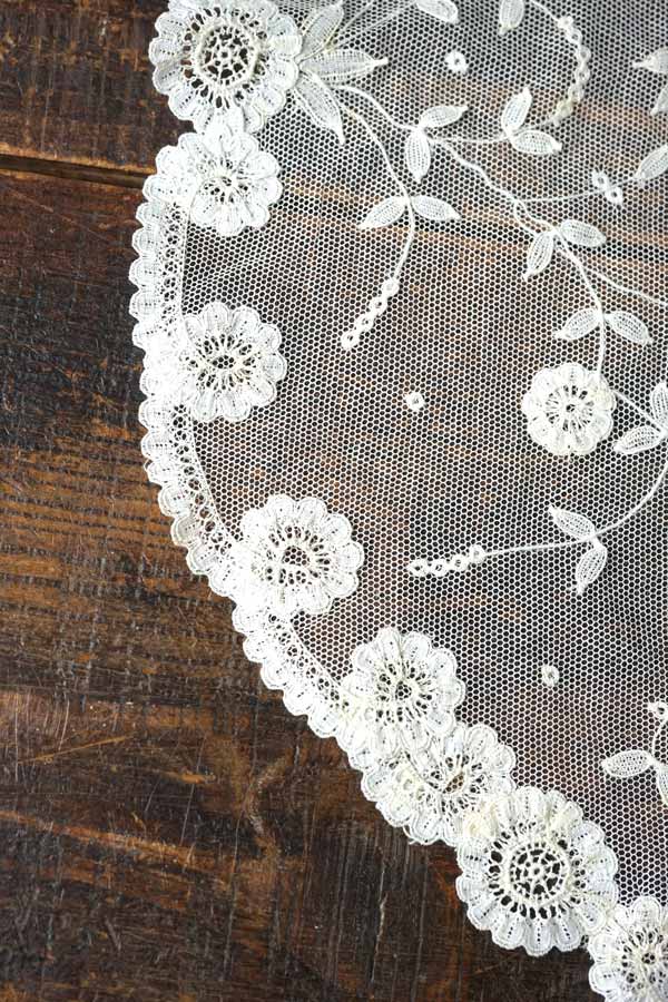 アンティークブリュッセルのアプリカシオンレースW47～50cm gla-1821の