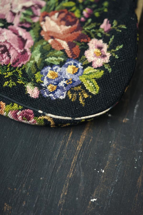 アンティーク薔薇のプチポワンバッグW12×H14×マチ2cm 1930年代頃 gb