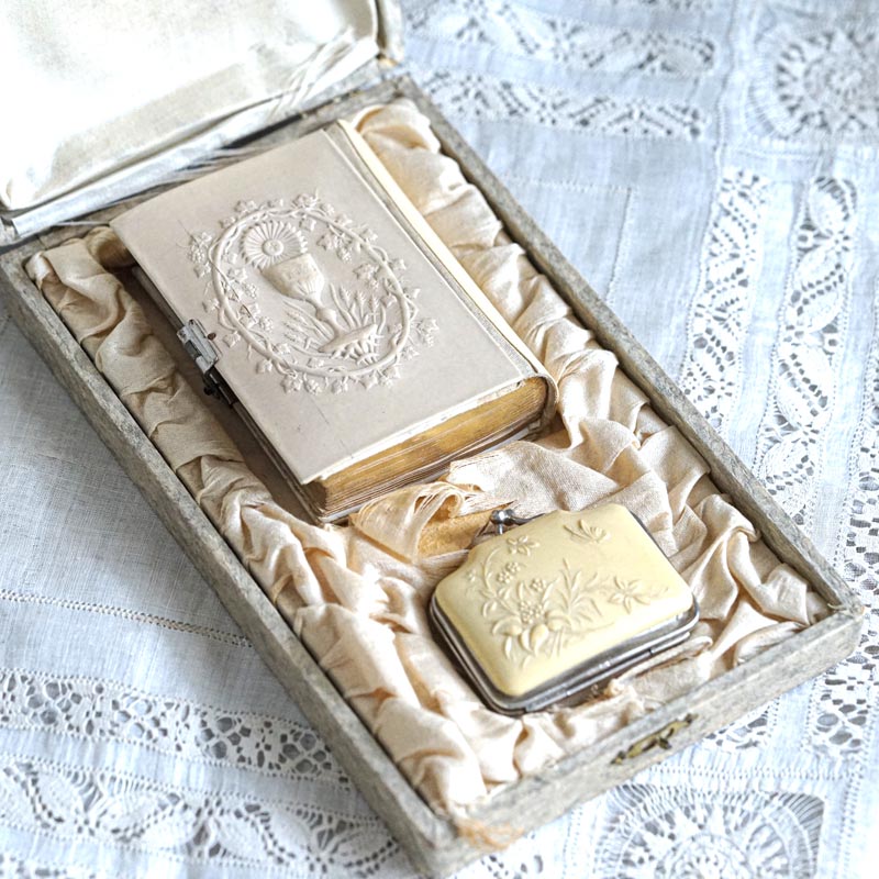 フランスアンティーク祈祷書とパースセット 1910年代[ Paroissien