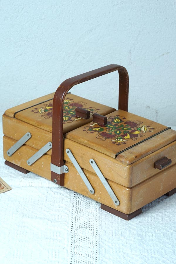 フランスのソーイングボックス35×17.5×14cm 1960年代頃 gs-1535の通販