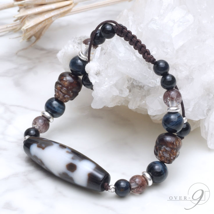 黄金の道を切り開く守護の力 / 4A 三面大黒天天珠×白蛇天珠