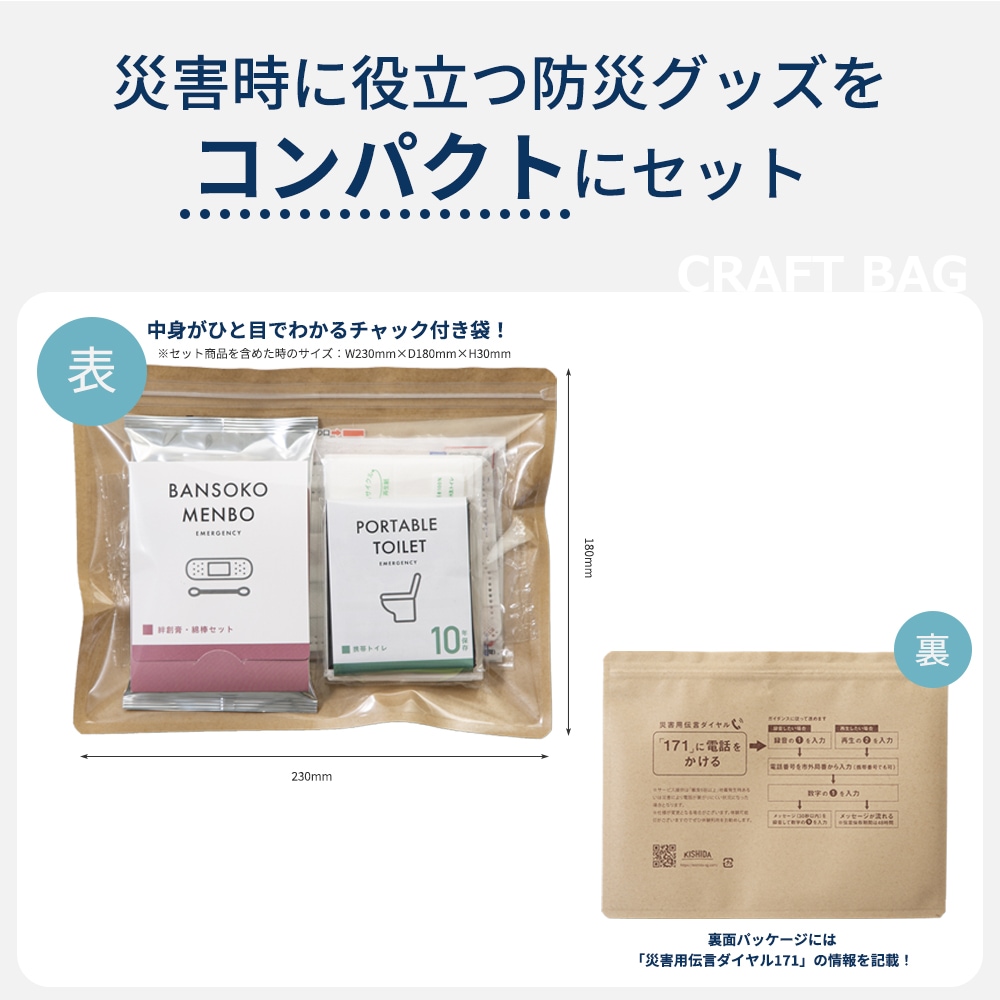 緊急防災 7点セット(80E) | 防災セット,ポーチ・ボトル | クラシド