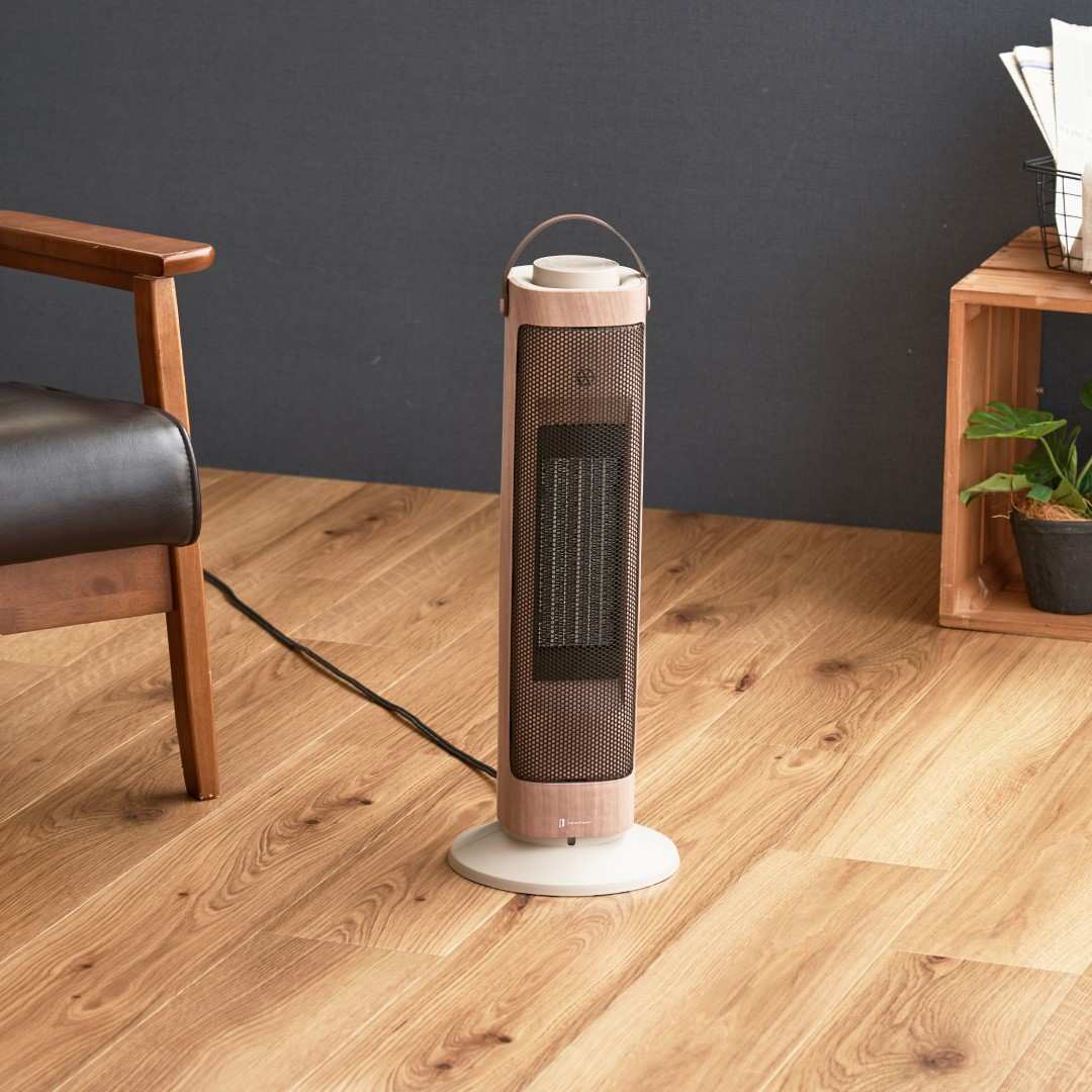 タワー型セラミックファンヒーター&ファン Premium WOOD｜リビング用品