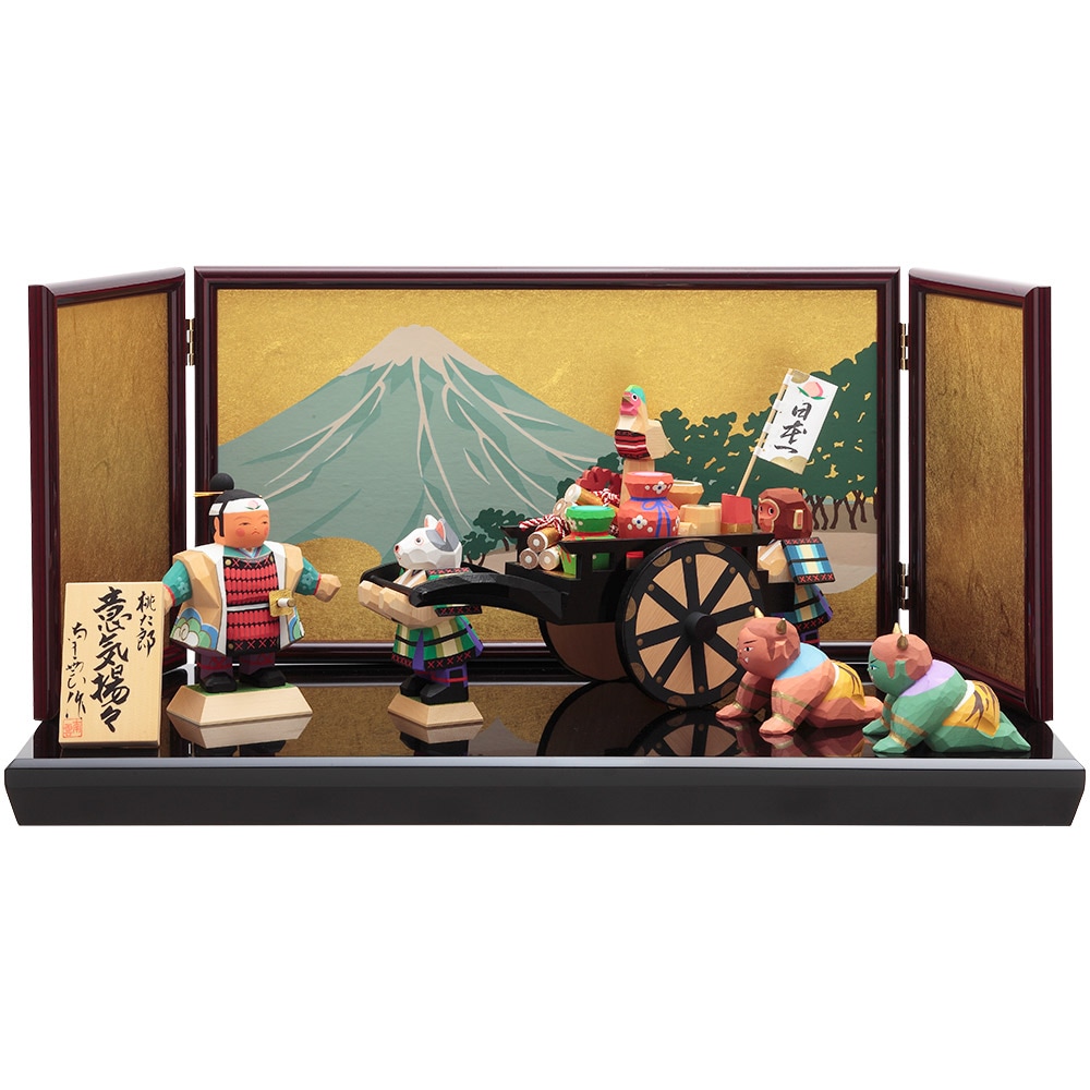 南雲作 伊予一刀彫 桃太郎意気揚々 4G-H18 | つるし・名前旗・小物など