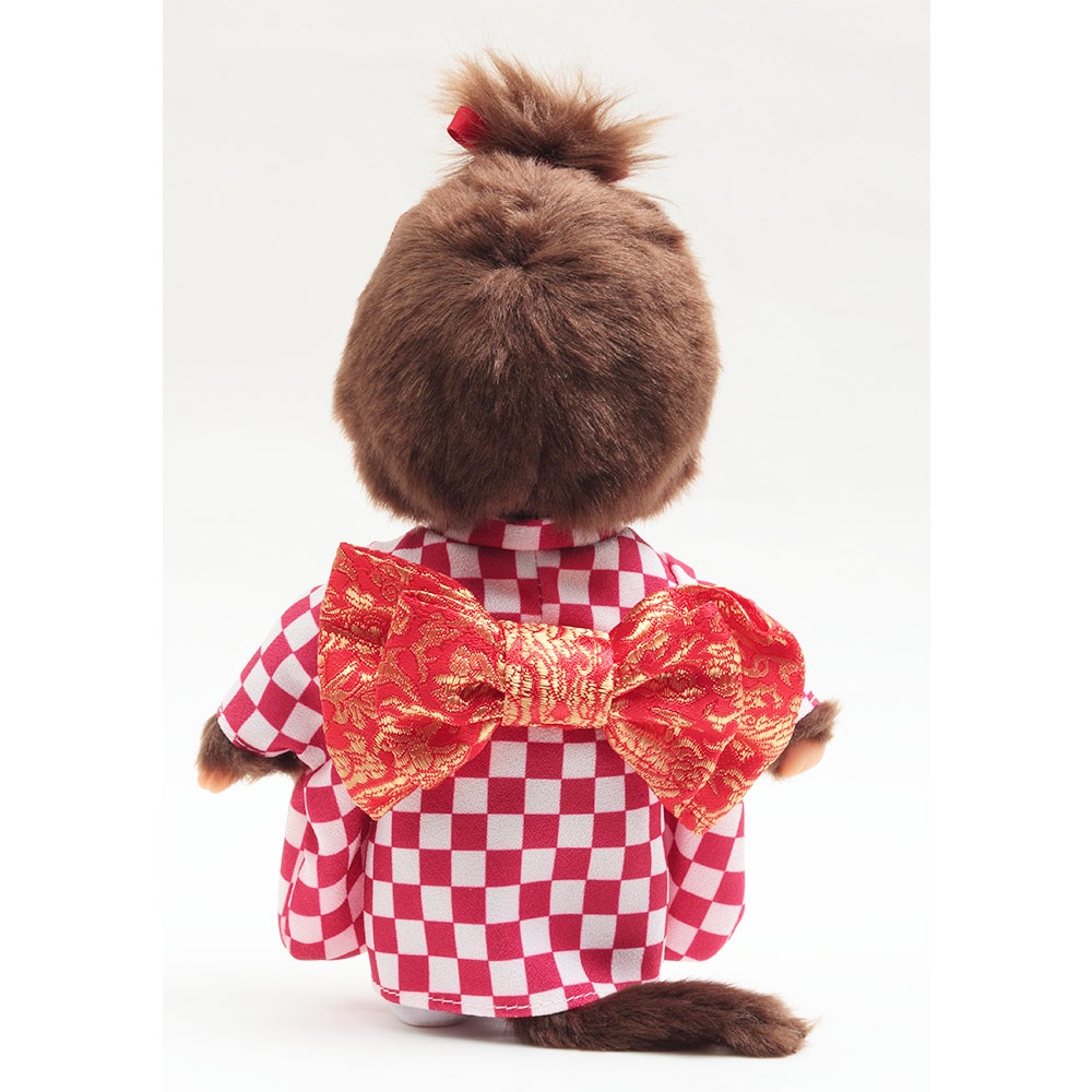 久月オリジナル お着物モンチッチ 女の子 市松（赤） IPM-13-Z